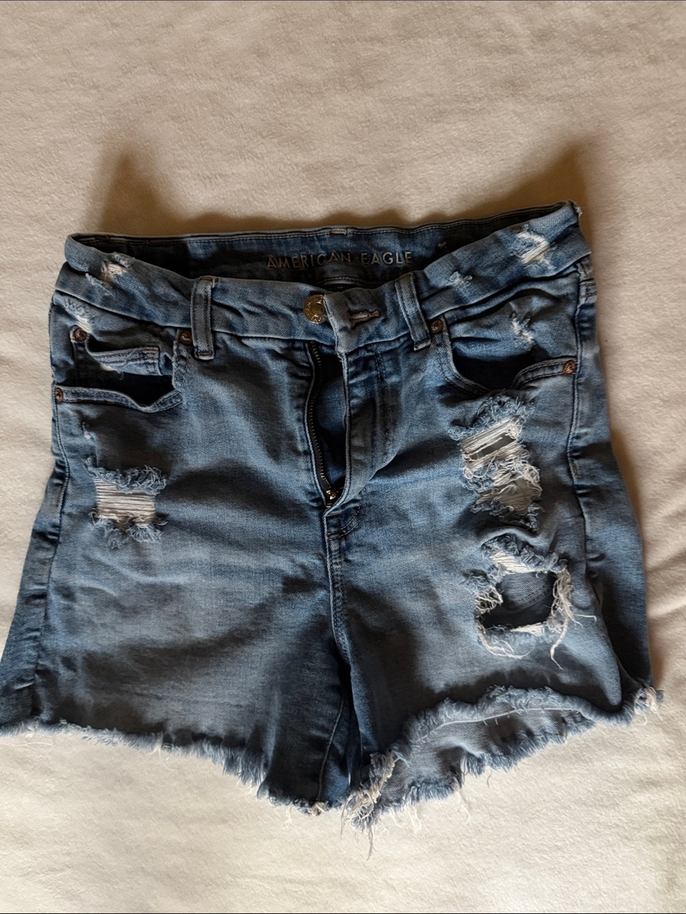 American Eagle Outfitters Distressed Medium Blue Denim Shorts